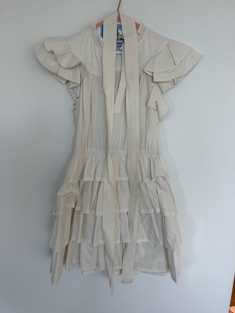 Ulla Johnson Lulua Tiered Ruffled Mini Dress in Bone size 6 - Picture 3 of 8